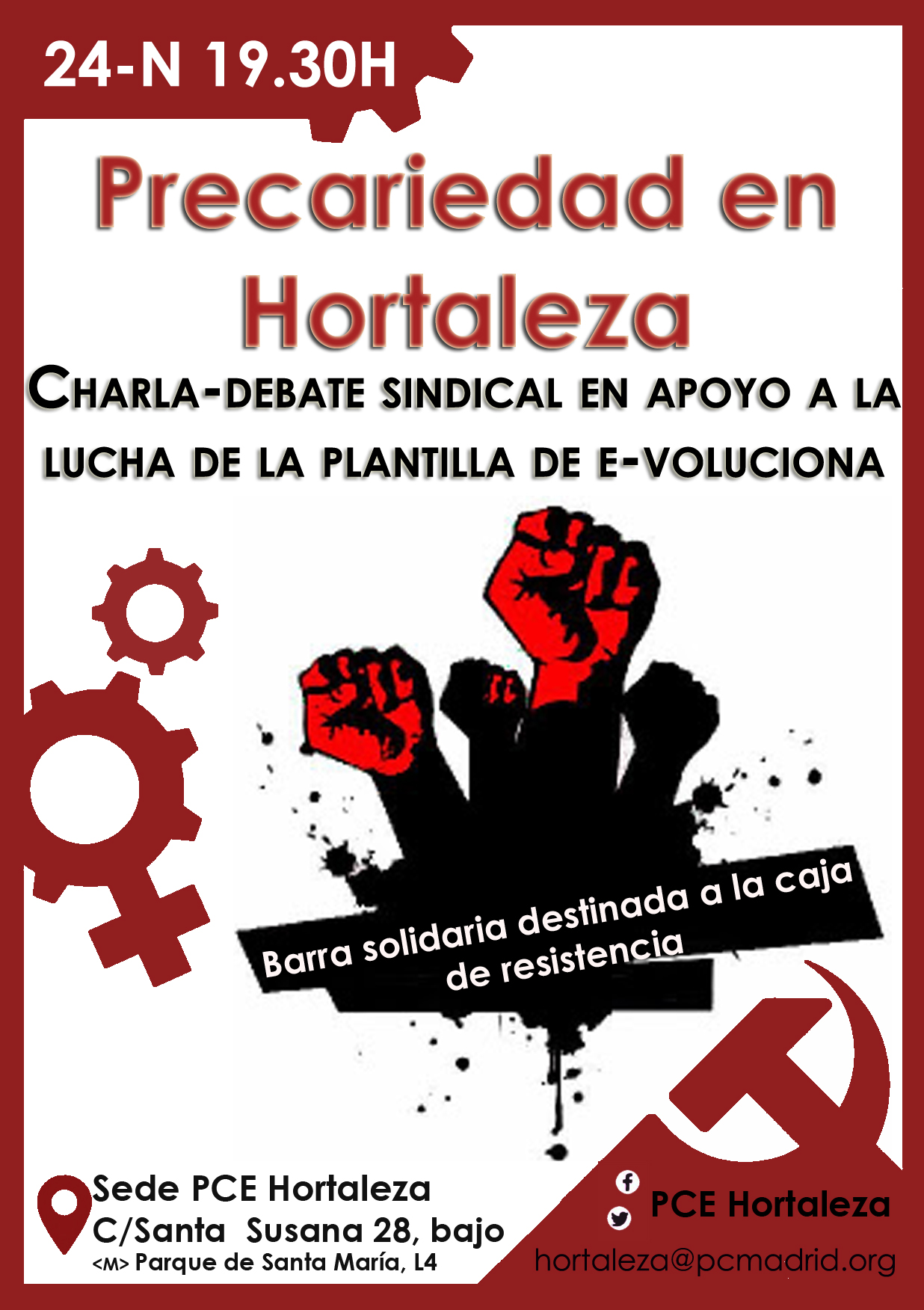Acto en Hortaleza en apoyo a la plantilla de E-voluciona
