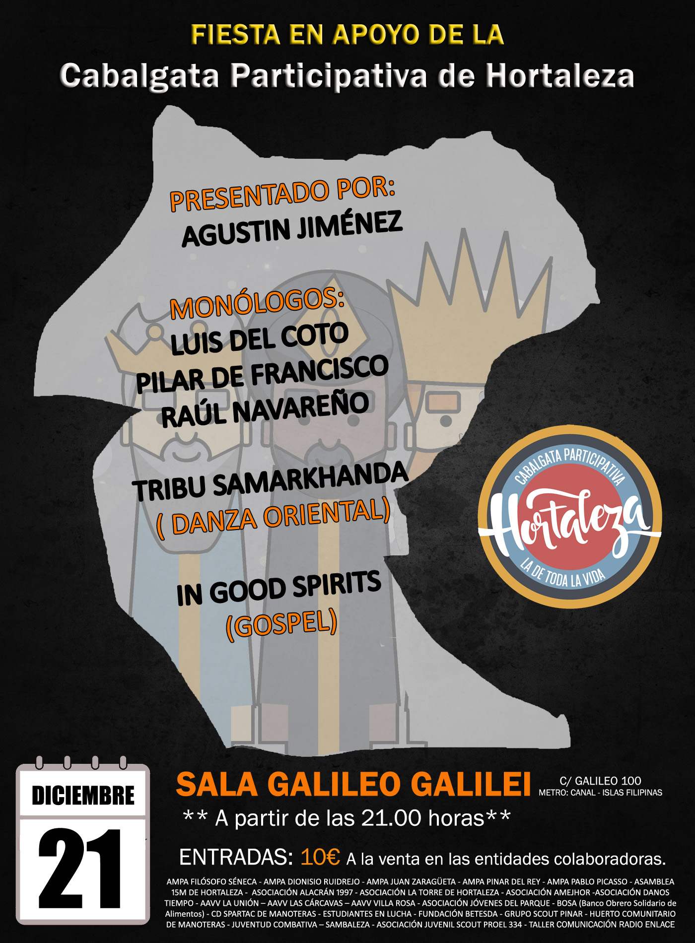 Fiesta en apoyo a la Cabalgata Participativa de Hortaleza en la sala Galileo Galilei