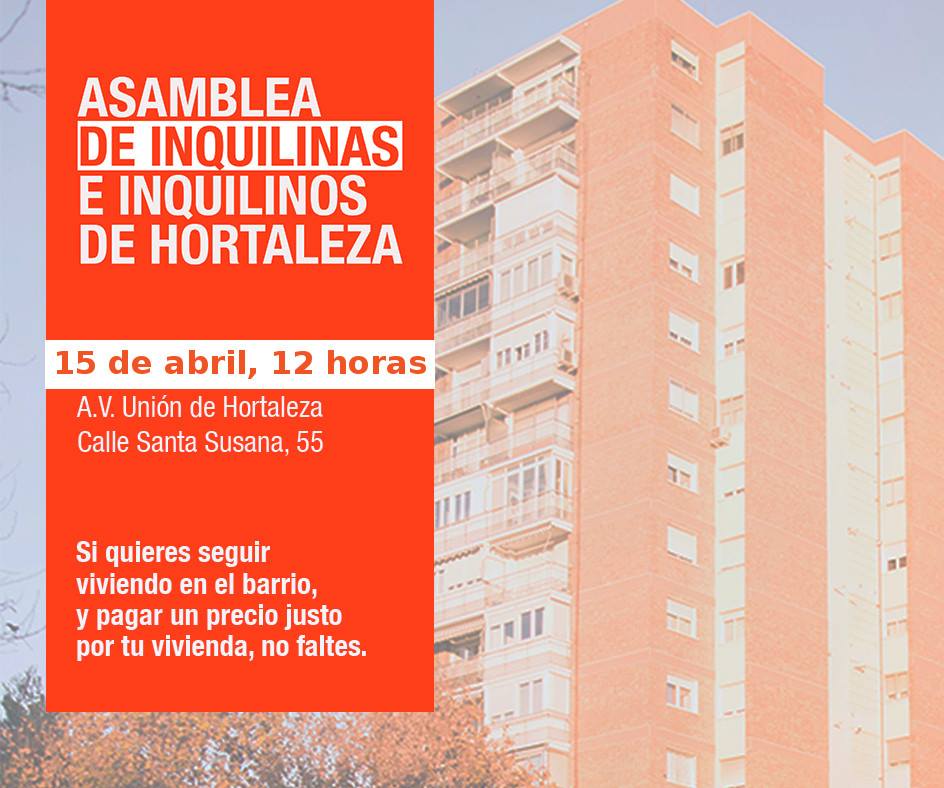 Asamblea de Inquilin@s de Hortaleza en la asociación La Unión