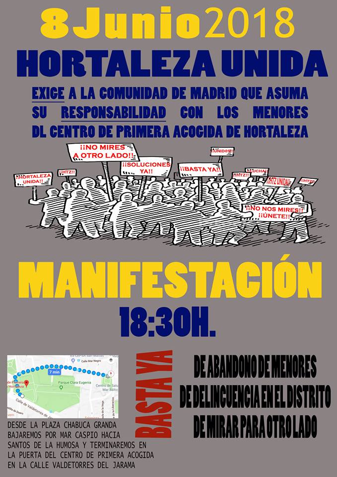 Manifestación para exigir a la Comunidad de Madrid que asuma su responsabilidad sobre los menores del centro de primera acogida Isabel Clara Eugenia