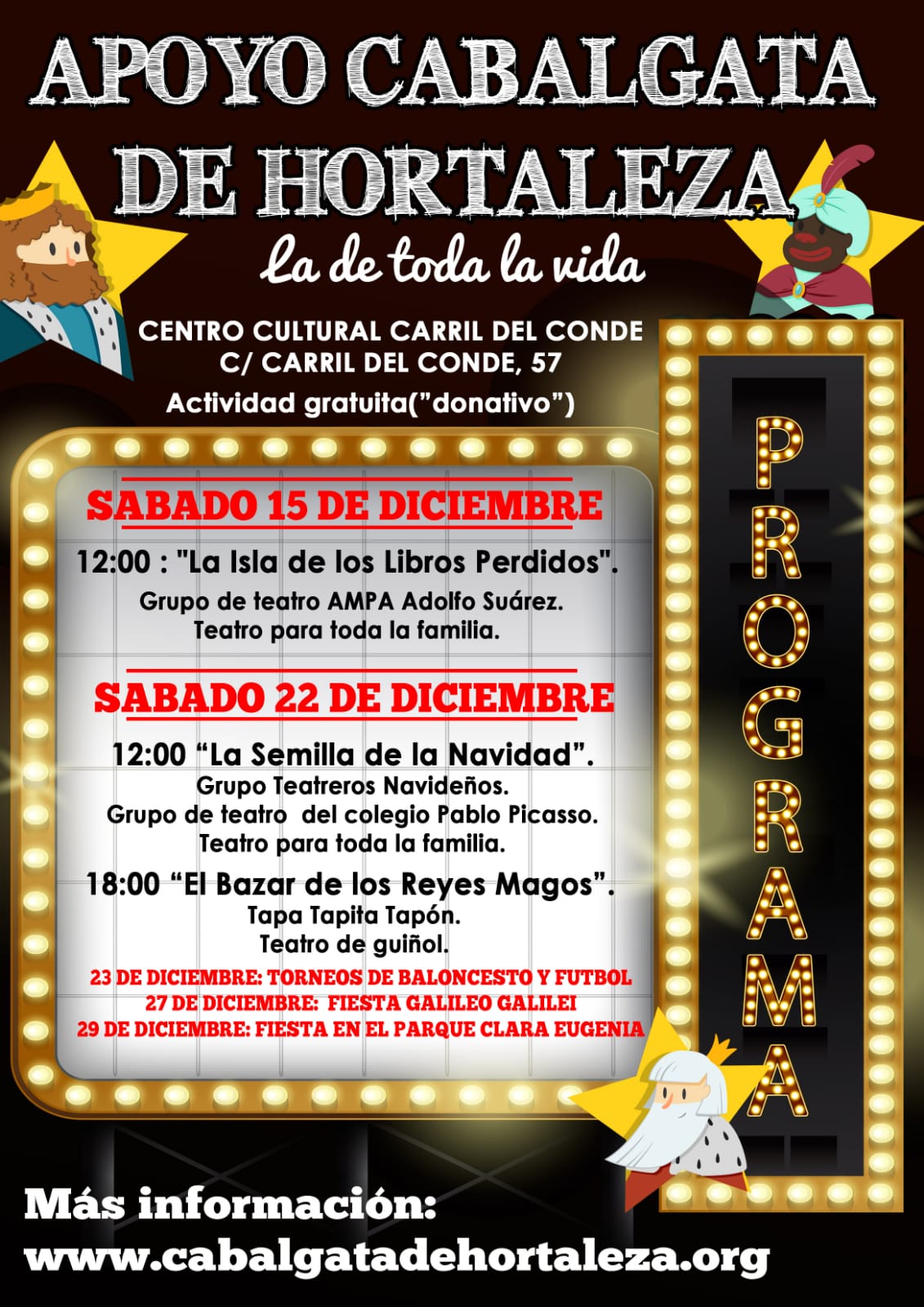 Teatro en Apoyo de la Cabalgata de Hortaleza en el Centro Cultural Carril del Conde