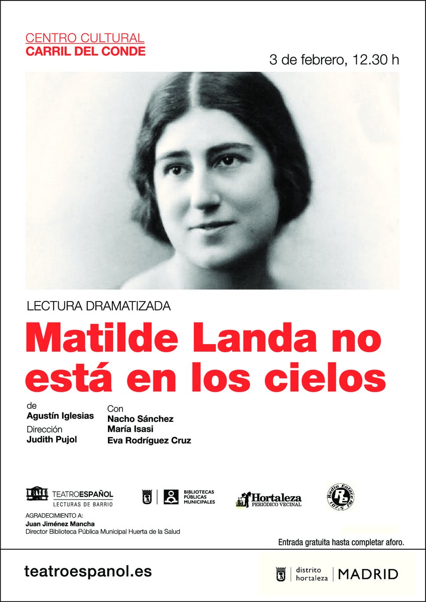 Lectura Dramatizada ‘Matilde Landa no está en los cielos’ en el Centro Cultural Carril del Conde