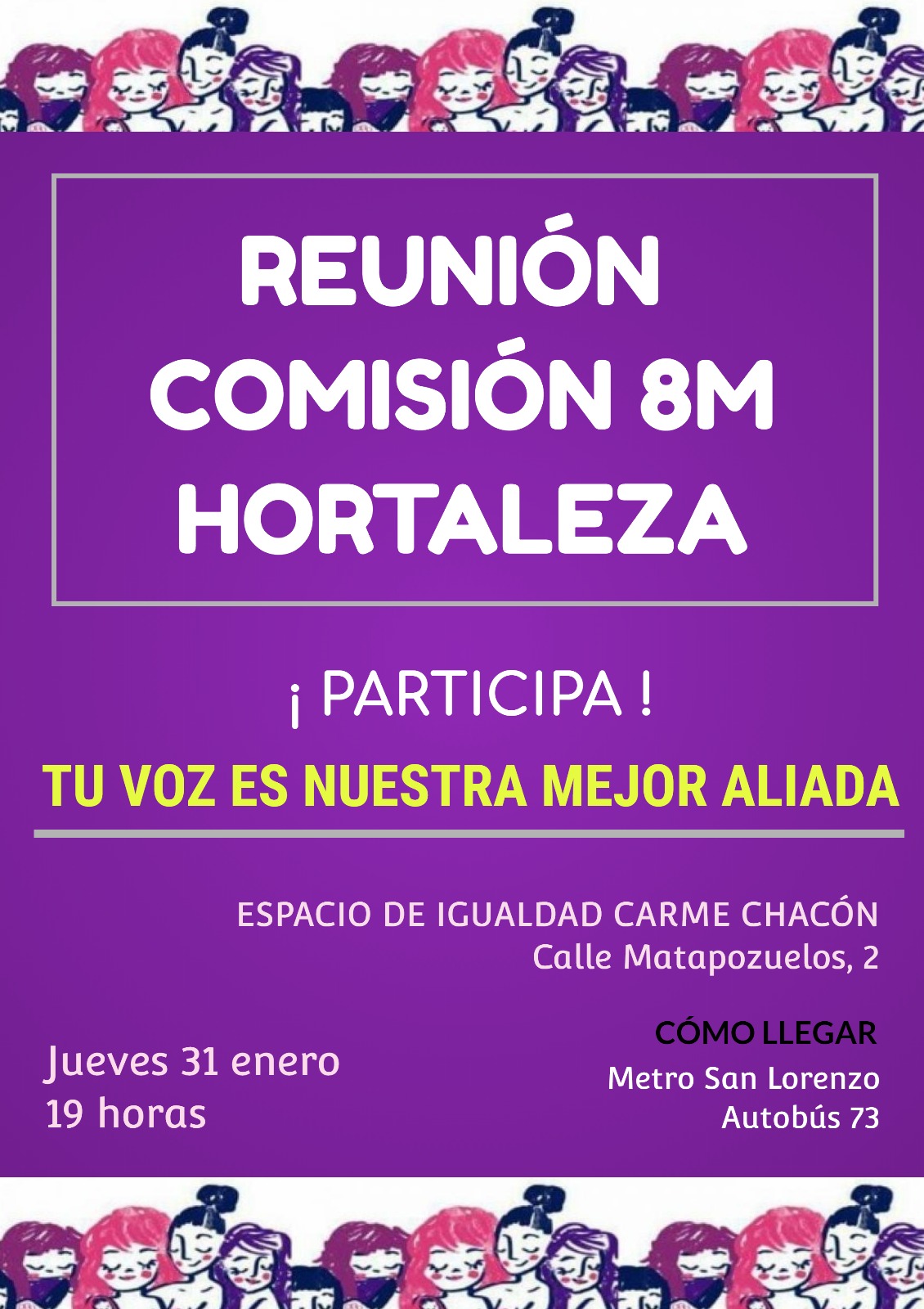 Reunión de la Comisión 8M Hortaleza en el Espacio de Igualdad Carme Chacón