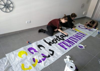 Pancarta Huelga Feminista en Hortaleza