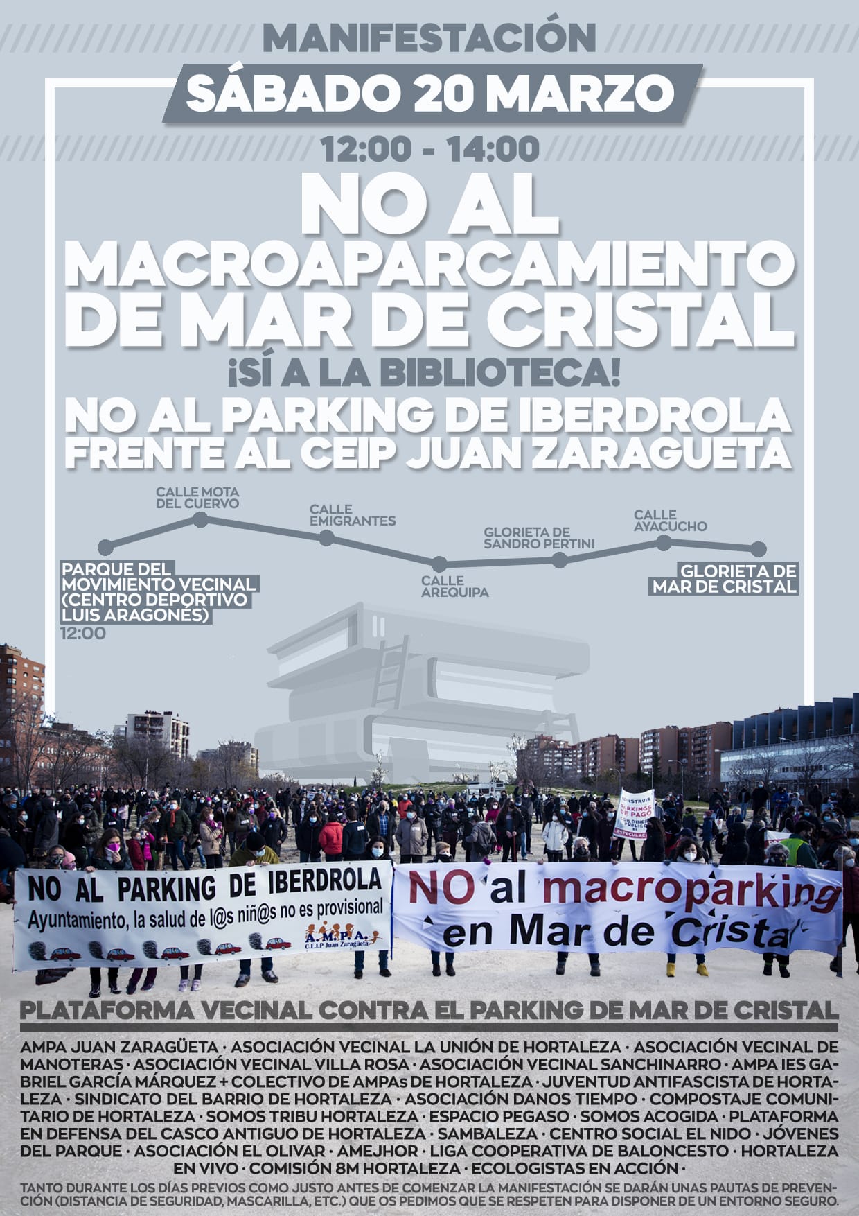 Manifestacion parking Mar de Cristal Hortaleza 20 de marzo