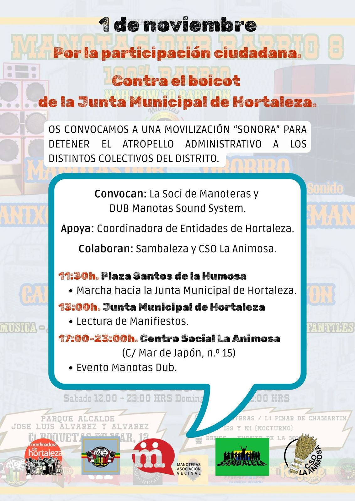 Manoteras convoca una manifestación contra el "boicot sistemático" de la Junta Municipal 1 Cartel manifestacion Manoteras