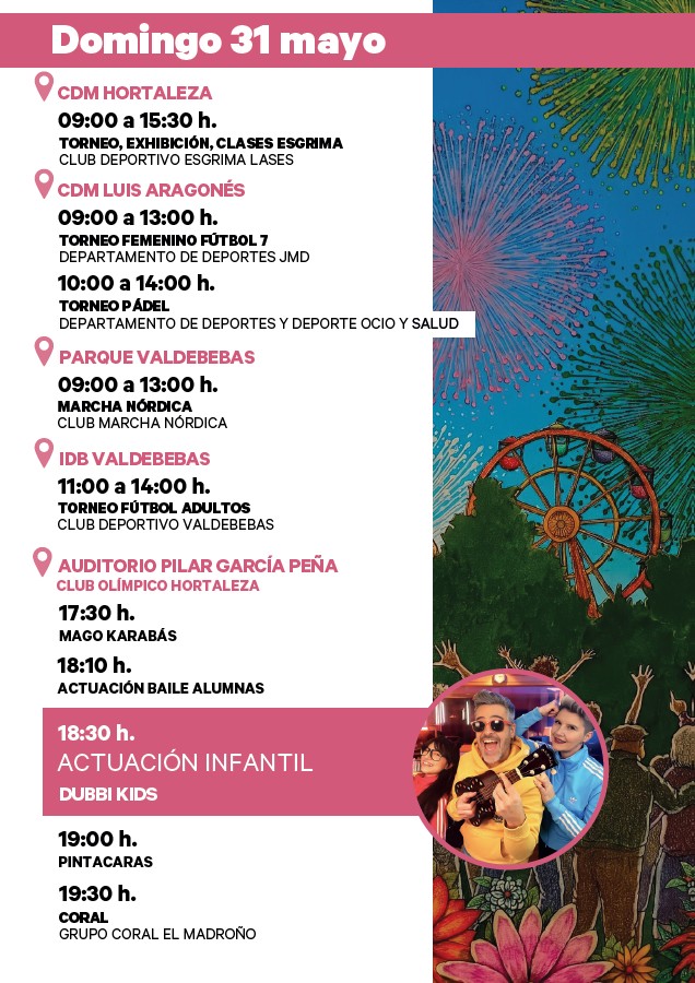 Fiestas de Hortaleza 2026: actuación infantil de Dubbi Kids y concierto del grupo coral El Madroño 2 Fiestas de Hortaleza 2026
