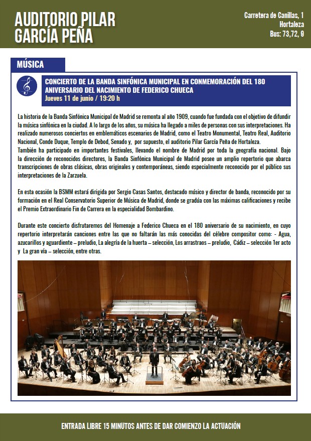 Concierto de la Banda Sinfónica Municipal de Madrid en el auditorio Pilar García Peña 2 Banda Sinfónica Municipal de Madrid
